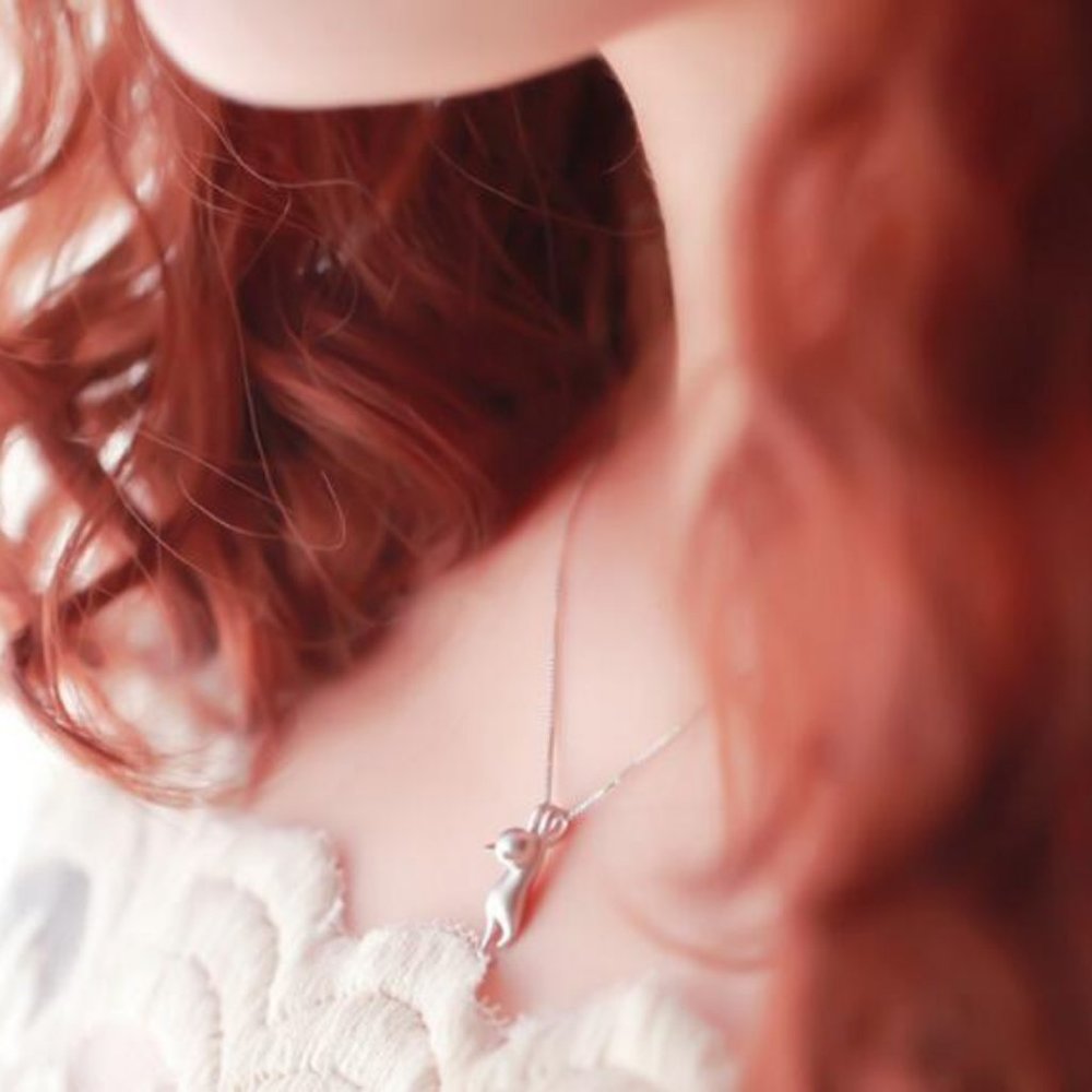 NEW 925 Sterling Silver Cute Cat Necklace - Picture 2 of 6